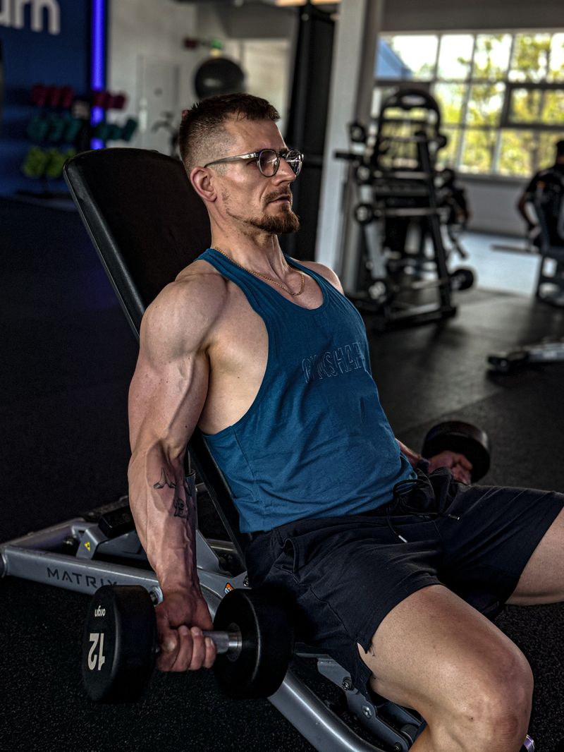 Incline dumbbell curl during personal training