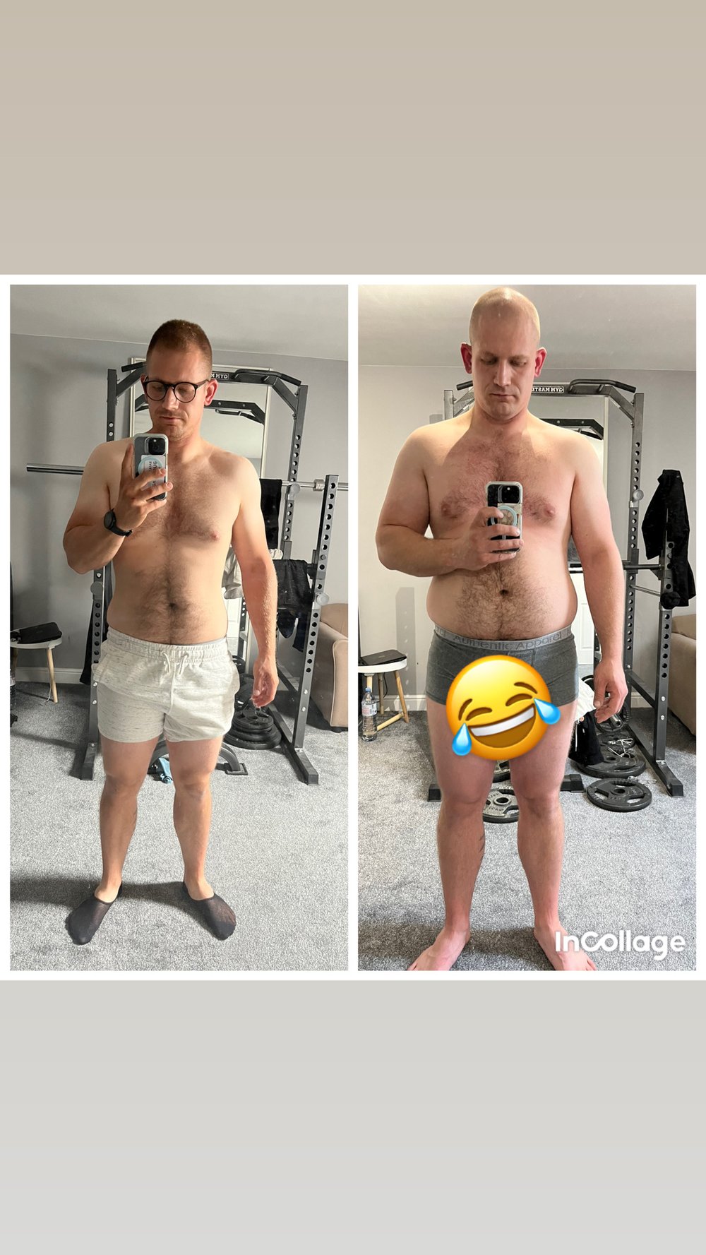 Client body transformation before and after personal training in Slough